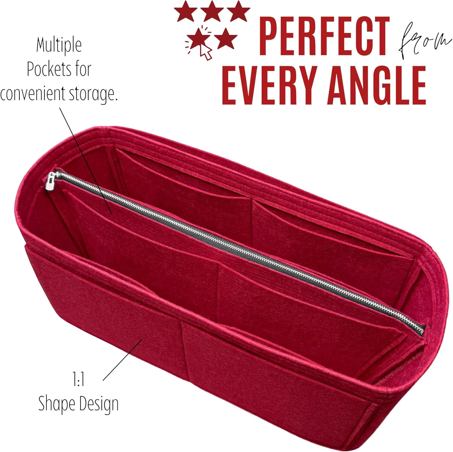Premium Purse Organizer compatible with Lv Petit/Grand Palais Bag Organizer Insert - Handmade 2mm Felt Liner, Perfect Fit Double-Layered Base (Bubblegum, For Petit Palais)