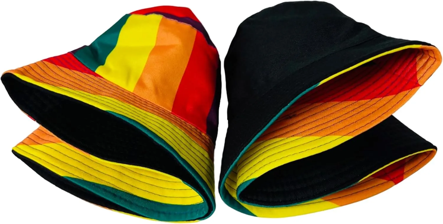 Pride Unisex Bucket Hat Reversible Double-Side-Wear Packable for Travel, Outdoors, and Beach