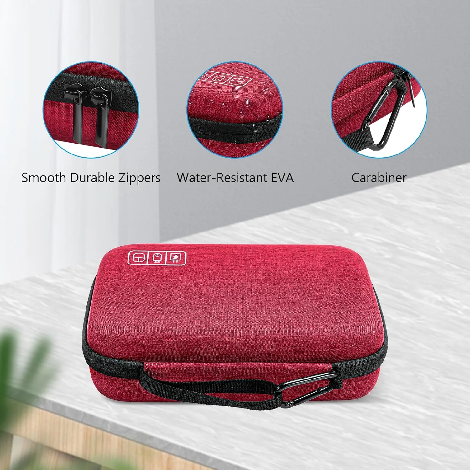 ProCase Hard Travel Electronic Organizer Case for MacBook Power Adapter Chargers Cables Power Bank Apple Magic Mouse Apple Pencil USB Flash Disk SD Card Small Portable Accessories Bag -L, Wine