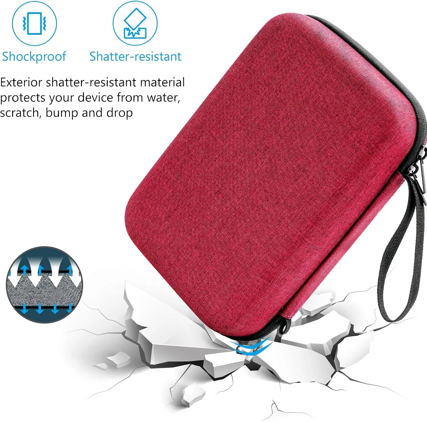 ProCase Hard Travel Electronic Organizer Case for MacBook Power Adapter Chargers Cables Power Bank Apple Magic Mouse Apple Pencil USB Flash Disk SD Card Small Portable Accessories Bag -L, Wine