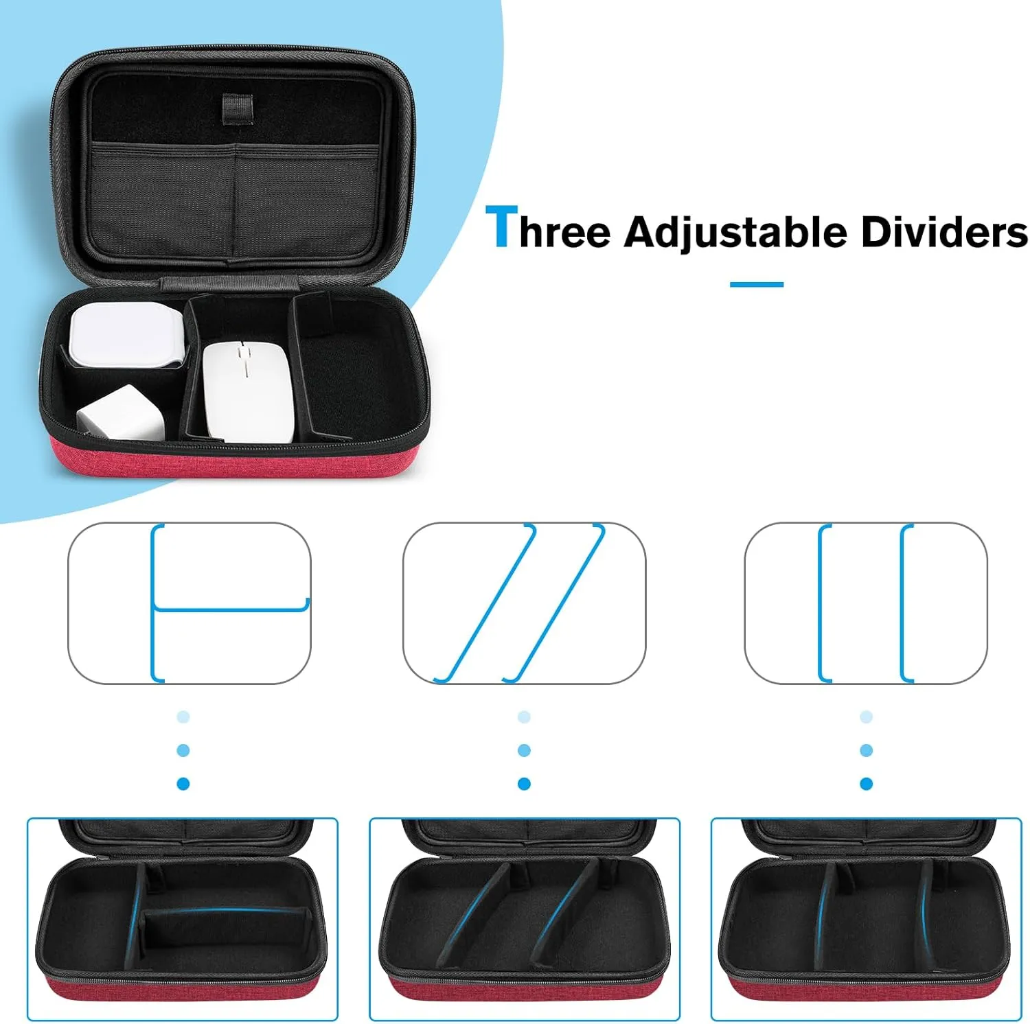 ProCase Hard Travel Electronic Organizer Case for MacBook Power Adapter Chargers Cables Power Bank Apple Magic Mouse Apple Pencil USB Flash Disk SD Card Small Portable Accessories Bag -L, Wine