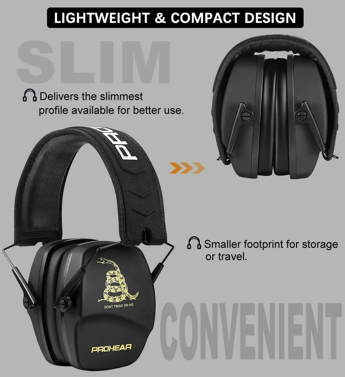 PROHEAR 016 Shooting Ear Protection Earmuffs 2 Pack, NRR 26dB for Gun Range, Hunting -Black and DOTM