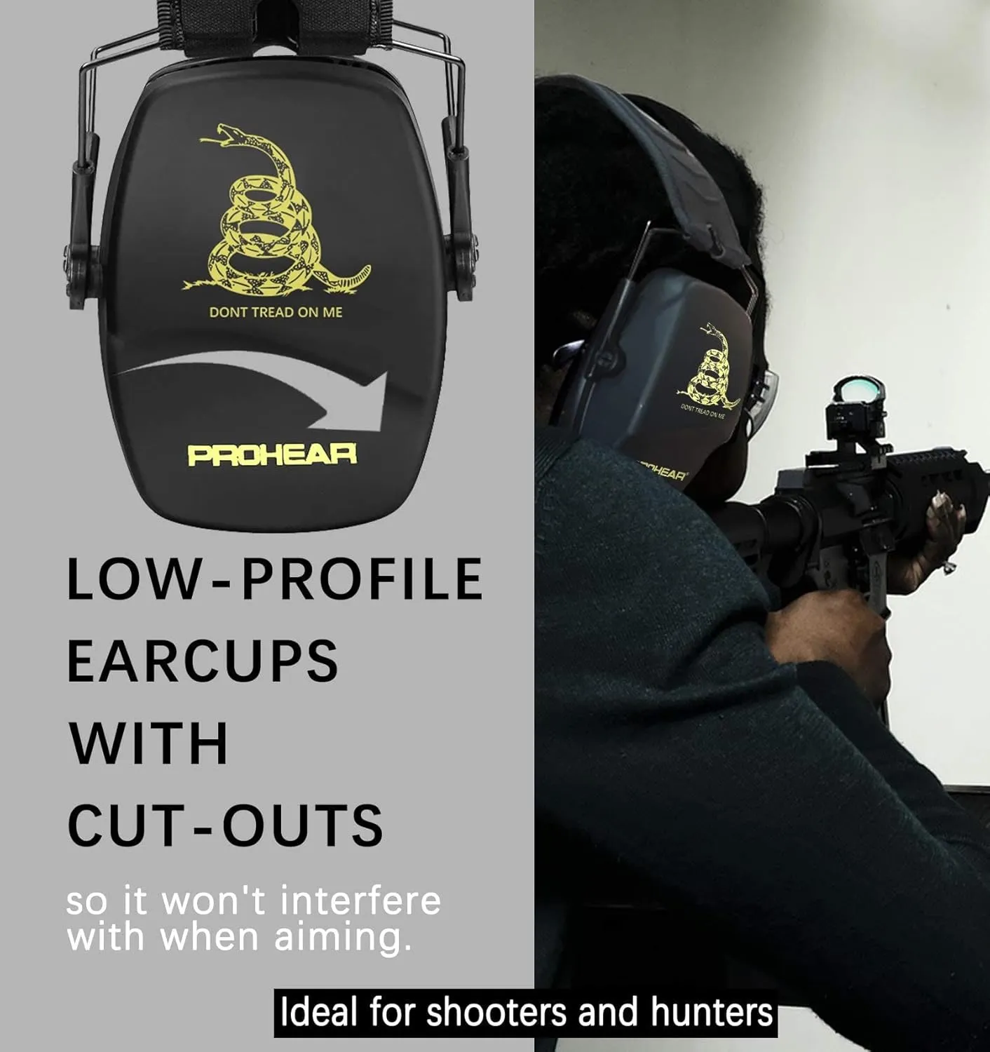 PROHEAR 016 Shooting Ear Protection Earmuffs 2 Pack, NRR 26dB for Gun Range, Hunting -Black and DOTM