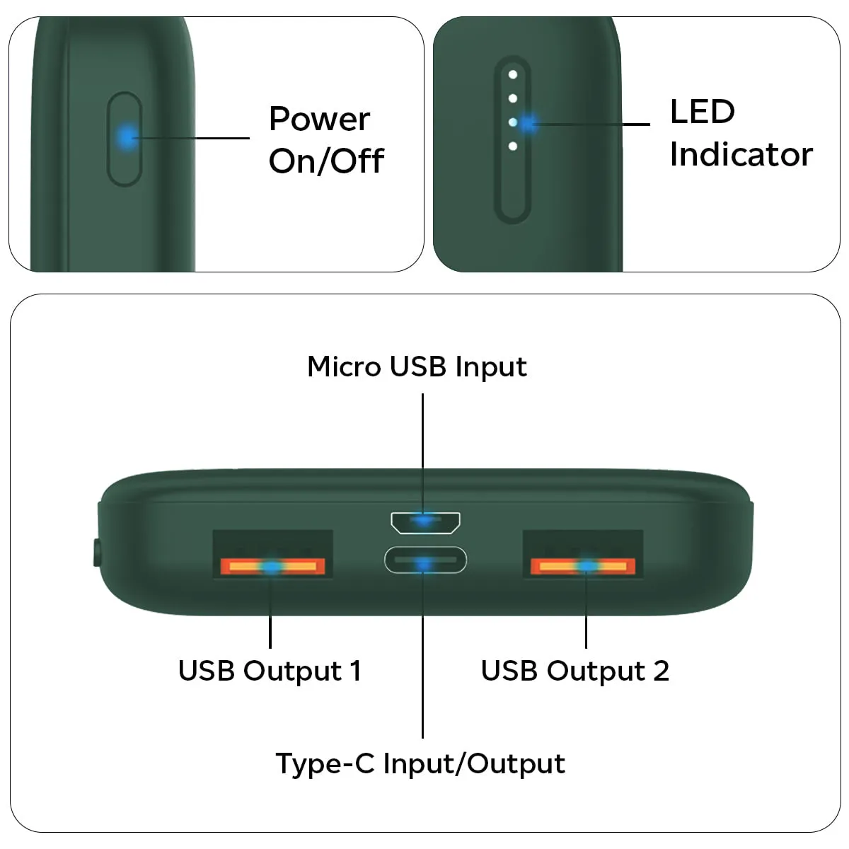 pTron Dynamo 10000mAh 22.5W Power Bank (Green)