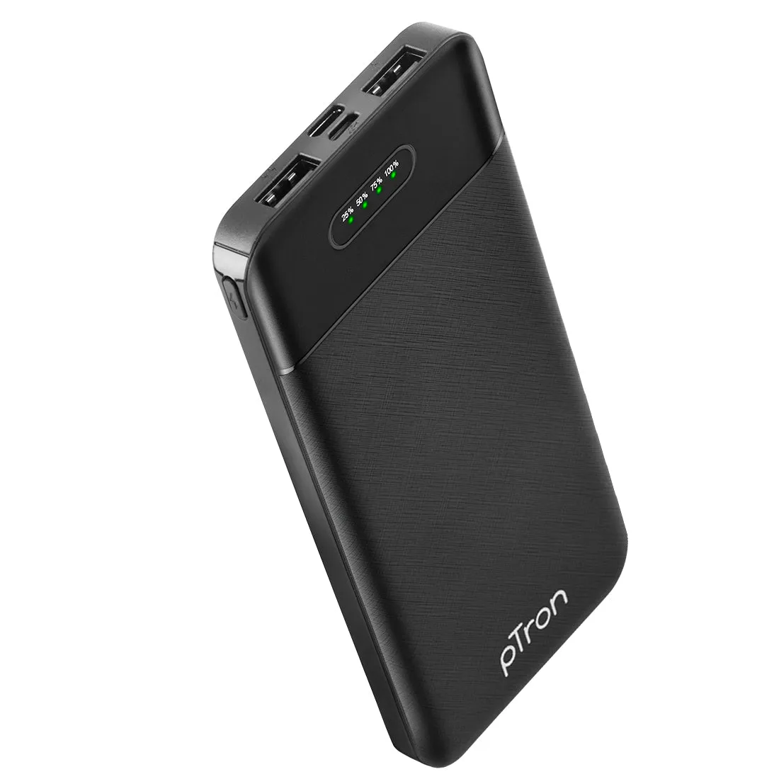pTron Dynamo Evo 10000mAh Li-Polymer Power Bank, Made in India, 10W 2.1A Fast Charging Power Bank for Smartphones & Dual USB Ports, Type C & Micro USB Input, Safe & Reliable (Black)