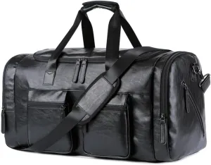 Pu Leather Extra-Large Capacity Travel Bag Men's Business Trip Duffel Bag Hand Bill Shoulder Travel Duffel Bag,D-As shown