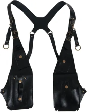 PU Leather Shoulder Harness Bag for Men Women Phone Wallet Case Underarm Strap Wallet Double Shoulder Holsters Pouch