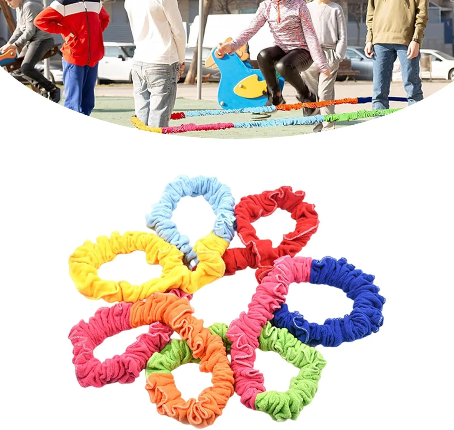 Pull Rope，Elastic Fleece Cooperative Stretchy Bands Integrations Dynamic Movement Exercise Bands for Group Activity, Party Game