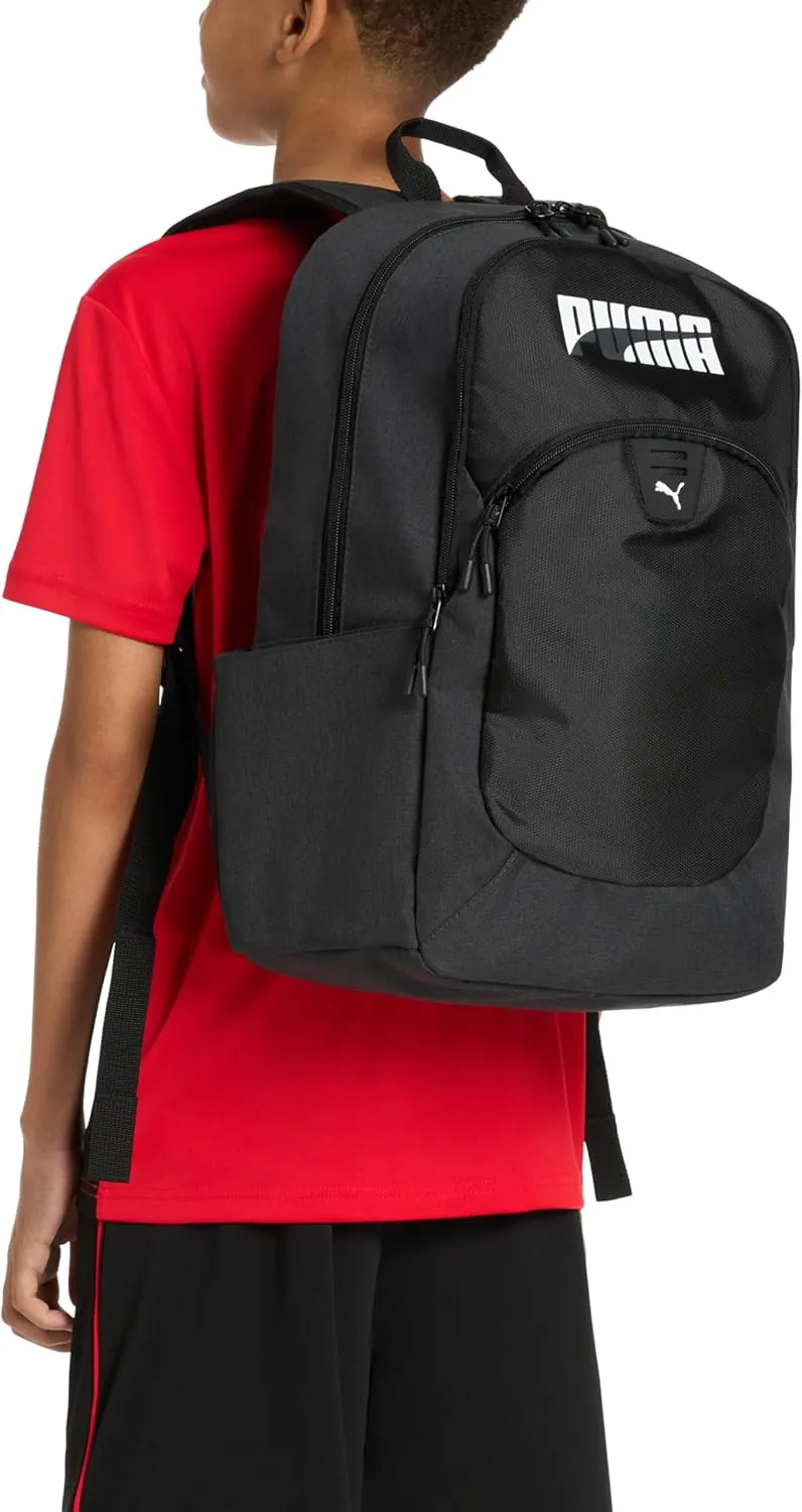 PUMA Unisex Kid's Rally Backpack, Black/Granite Heather, Large
