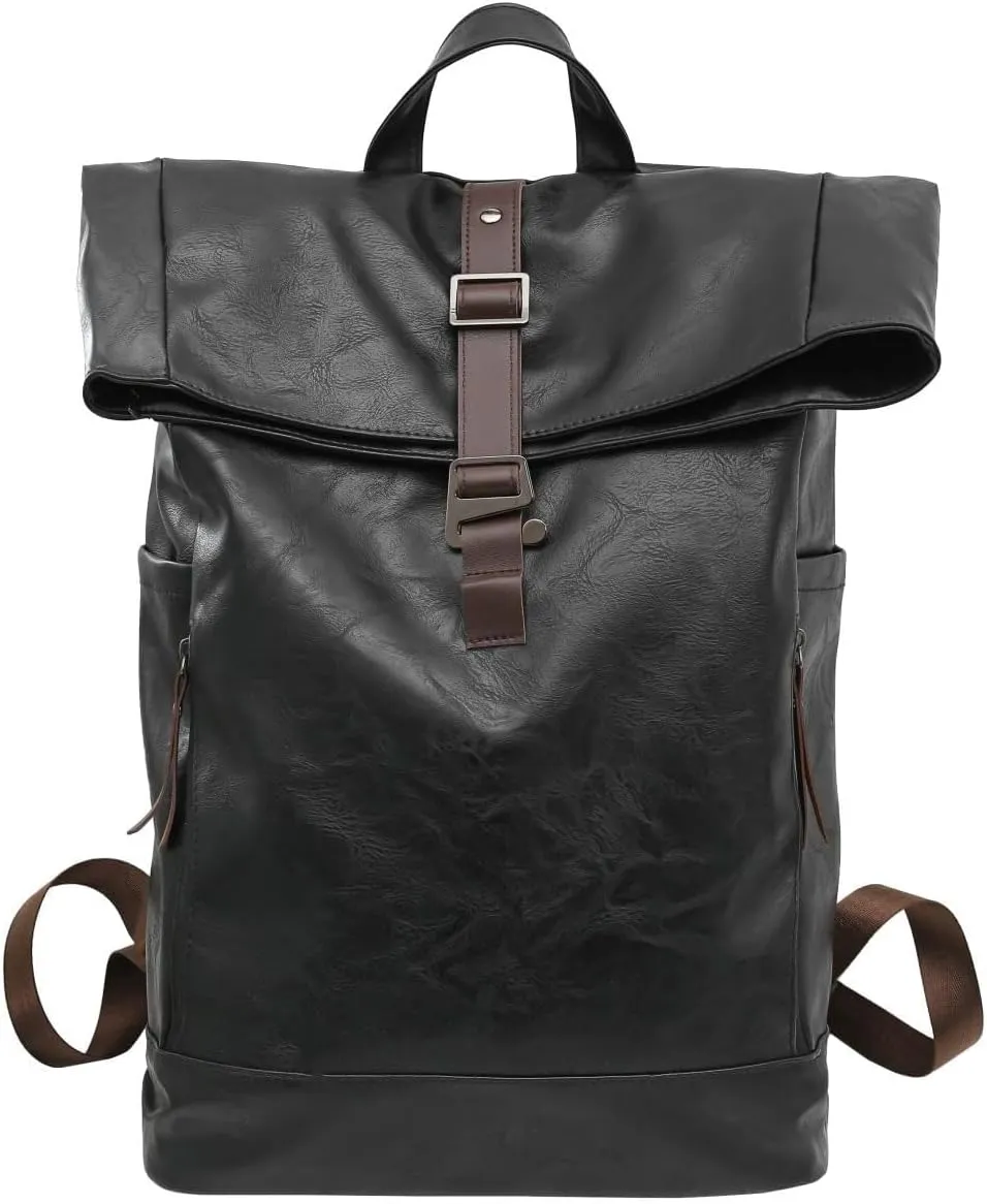 PUTHLLA Waterproof backpack, 24-inch foldable large-capacity laptop bag, portable, suitable for leisure travel (Brown)(Black)