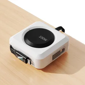 PZOZ 100W Retractable Multi in 1 Charging Cable with LED Display, USB C & USB A to USB C/Lightning/Micro for iPhone 16 15 14 13 12 iPad Mac Samsung for Desk Desktop Management Organizer