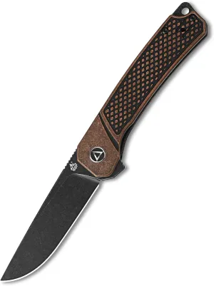 QSP Knife Osprey Folding Knife, 3.25in 14C28N Blade with Different Handle Variants, Reversible Tip Up Clip for Everyday Carry (Black stonewash blade, copper handle)