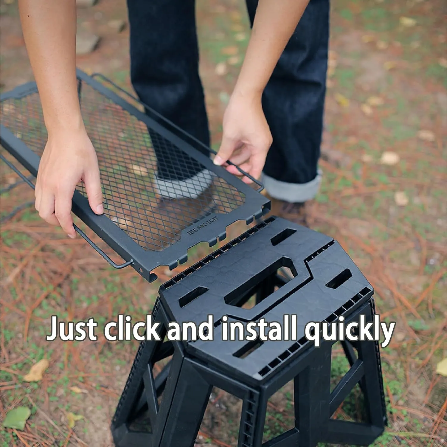 Quick-Setup Compact Camping Table with Detachable Stools - Ideal for Patio & Mountain Camp Sites Lakeside Camping Picnic(Khaki,Table)