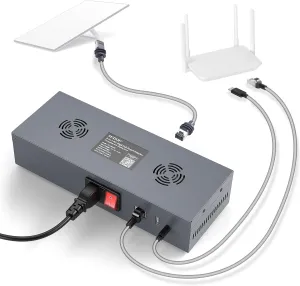 QUIDDITY Starlink V3 Poe Injector, 200W Gigabit Ethernet Surge & ESD Protection for Starlink Gen 3 AC Input 110-260V to DC 54V 3A with USB & Type-C Power Output for Starlink Gen 3 Dish
