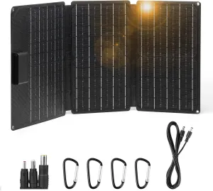 Raddy SP30 30W Solar Panel, Foldable Portable Solar Charger, QC3.0 USB Port/Type-C/DC 18V Fast Charging Battery Charger for Outdoor Camping Hiking