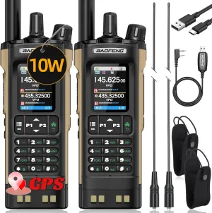 Radio UV32 Ham Radio Handheld 10W Rechargeable Walkie Talkies Long Range UV-32 Two Way Radio NOAA Weather Radio with GPS,APP Programming Copy Frequency 2500mAh Battery USB-C Charging (2P ack)