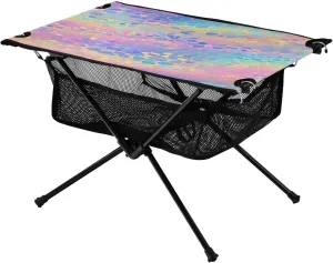 Rainbow Dots Portable Folding Camping Table, Compact Lightweight Beach Table with Carrying Bag for Outdoor Picnics, BBQs, Camp
