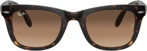 Ray-Ban RB4105 Folding Wayfarer Square Sunglasses, Light Havana/Clear Gradient Brown, 54 mm