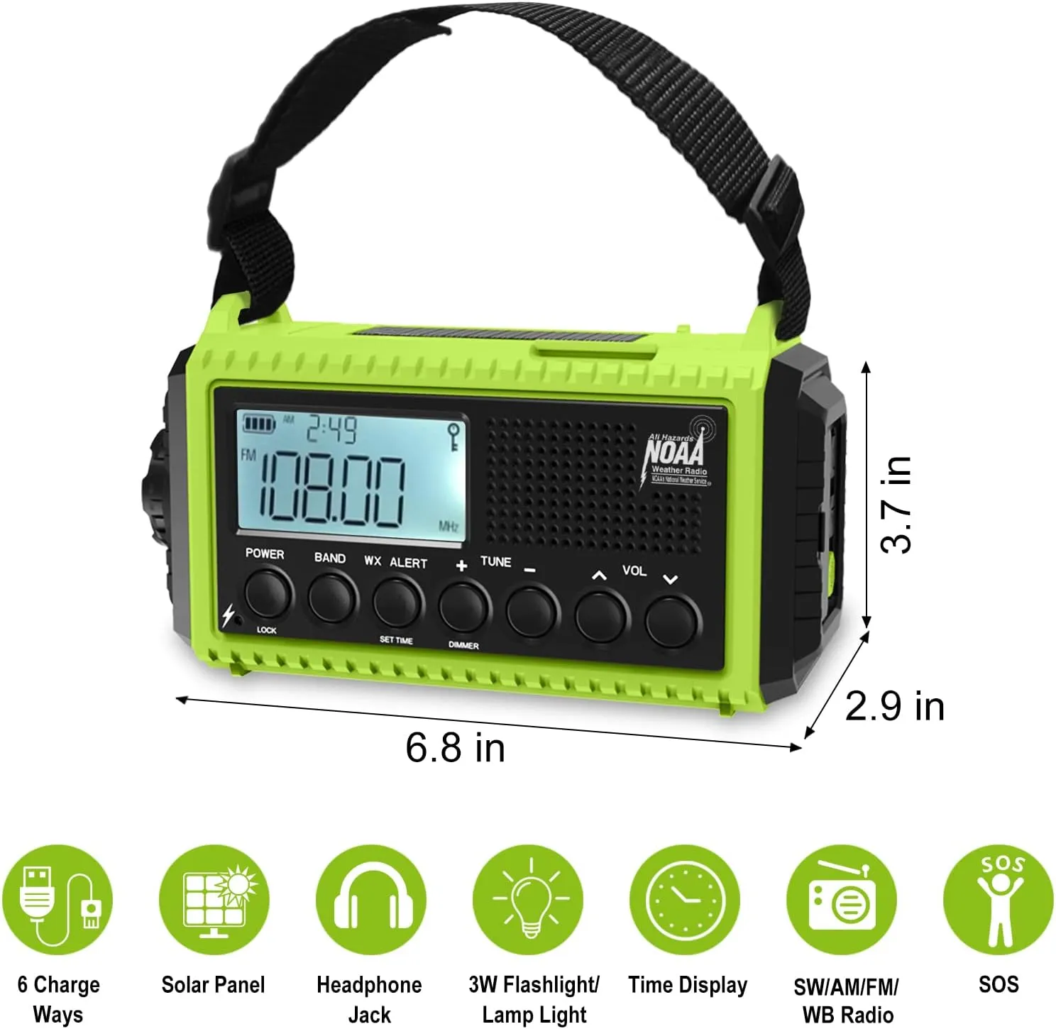 Raynic Emergency Weather Radio, 5000mAh/18500mWh Weather Radio, Portable Solar Hand Crank Radio with AM/FM/SW/NOAA, Cell Phone Charger, Headphone Jack, Flashlight and SOS Siren