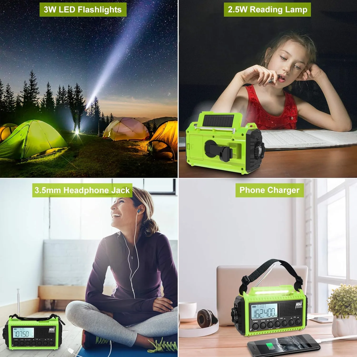 Raynic Emergency Weather Radio, 5000mAh/18500mWh Weather Radio, Portable Solar Hand Crank Radio with AM/FM/SW/NOAA, Cell Phone Charger, Headphone Jack, Flashlight and SOS Siren