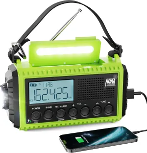 Raynic Emergency Weather Radio, 5000mAh/18500mWh Weather Radio, Portable Solar Hand Crank Radio with AM/FM/SW/NOAA, Cell Phone Charger, Headphone Jack, Flashlight and SOS Siren