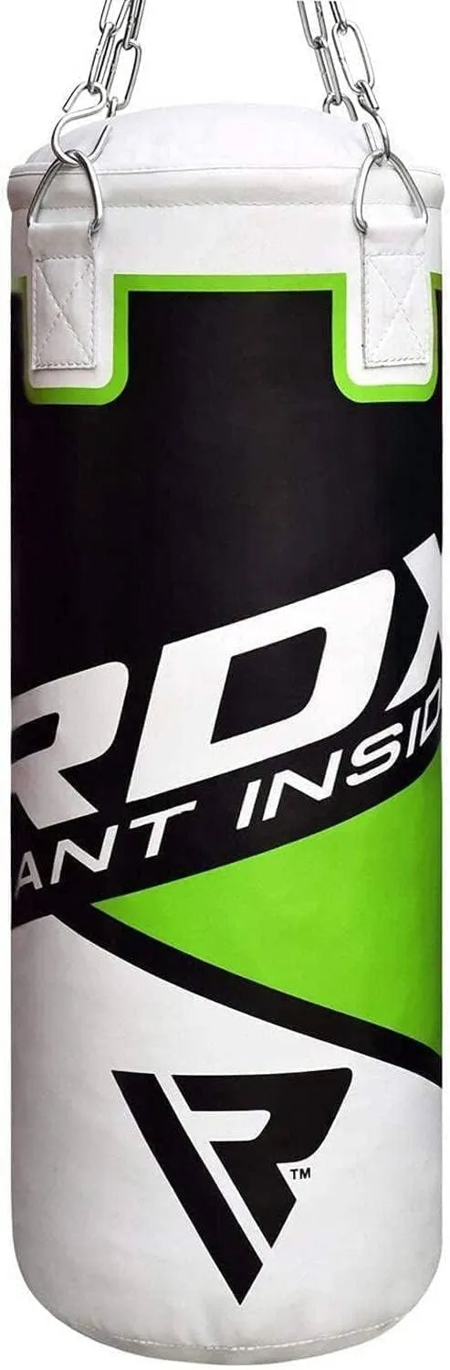 RDX Kids Punching Bag 2FT with Punch Gloves, Unfilled Boxing Set, Non Tear Maya Hide Leather Junior Hanging Bag, Kickboxing MMA Grappling Muay Thai Karate Taekwondo BJJ Training