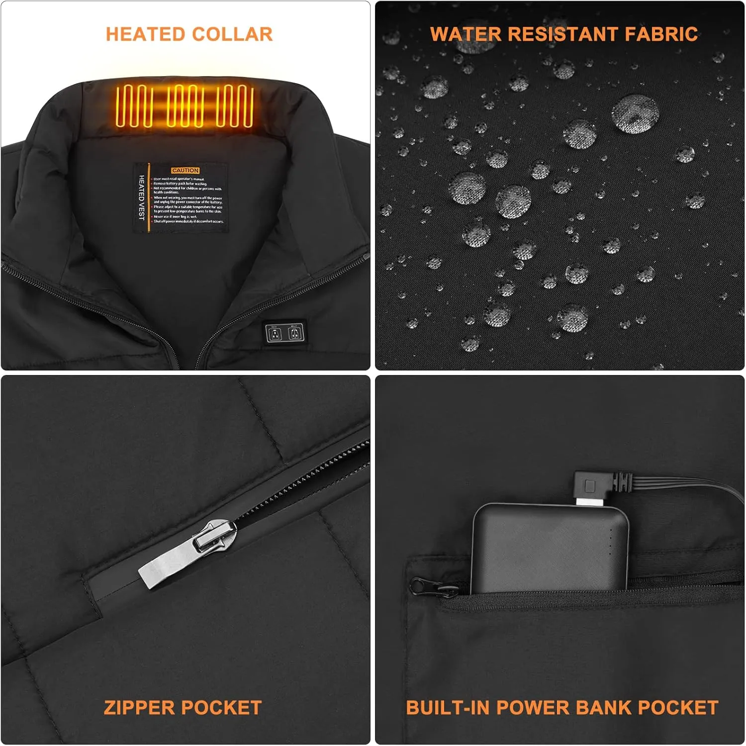 Rechargeable Heated Vest with Battery Pack for Men Women,3 Heating Levels 8 Heating Zones Lightweight Warming Jacket
