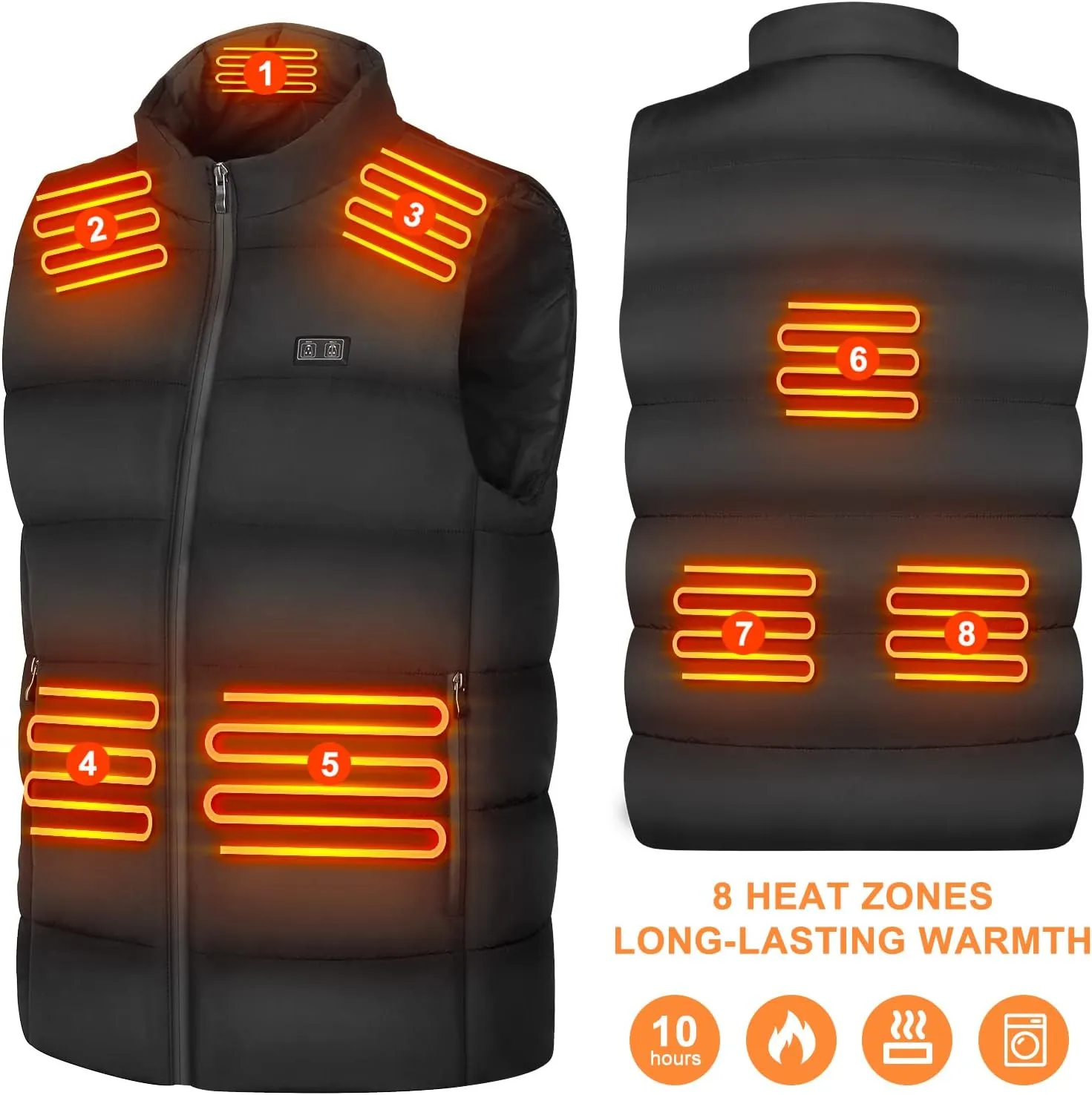 Rechargeable Heated Vest with Battery Pack for Men Women,3 Heating Levels 8 Heating Zones Lightweight Warming Jacket