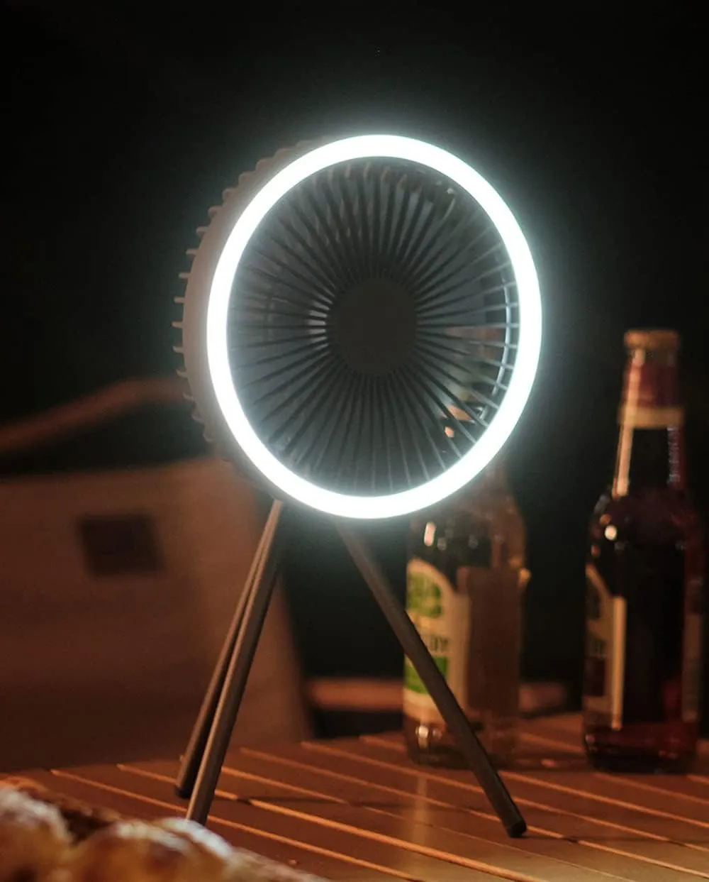 Rechargeable Portable Fan Camping Fan with Light & Hooks 10000mAh 27H Working Time USB Fan Dual Use with Tripod 3 Speeds 3 Timed Mini Fans for Tents Travel Outdoor Camping (LUOOV Fans, 10000mA)