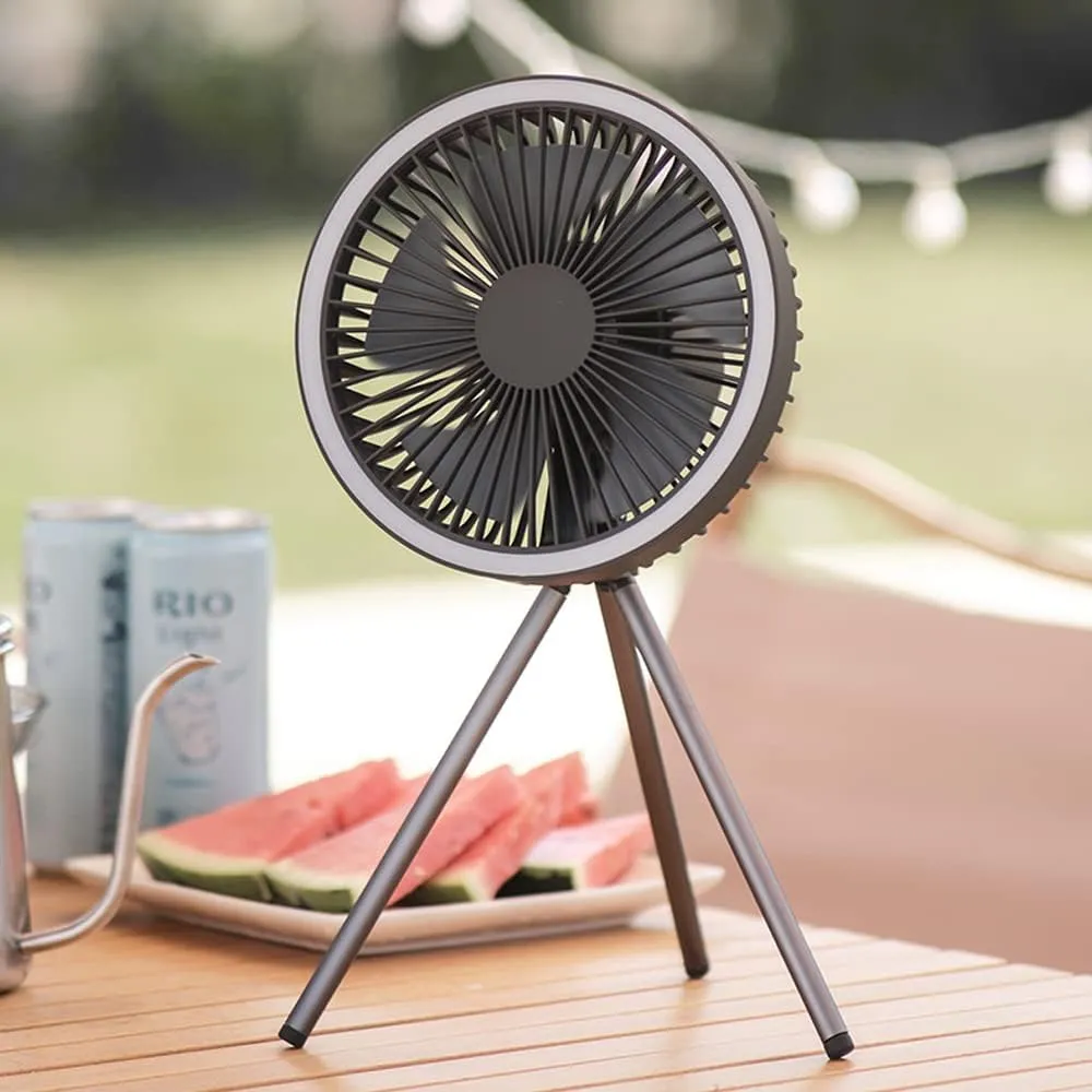 Rechargeable Portable Fan Camping Fan with Light & Hooks 10000mAh 27H Working Time USB Fan Dual Use with Tripod 3 Speeds 3 Timed Mini Fans for Tents Travel Outdoor Camping (LUOOV Fans, 10000mA)