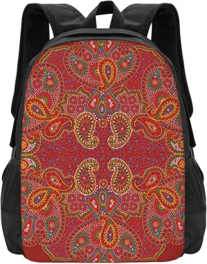 Red Paisley Floral Flower Lightweight Packable Backpack Travel Casual Large Capacity Daypack Foldable Backpack For Men Women