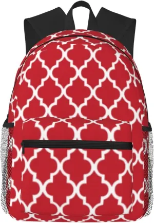 Red Quatrefoil Tiles Pattern Lightweight Packable Backpack Travel Casual Hiking Daypack Foldable Backpack For Men Women