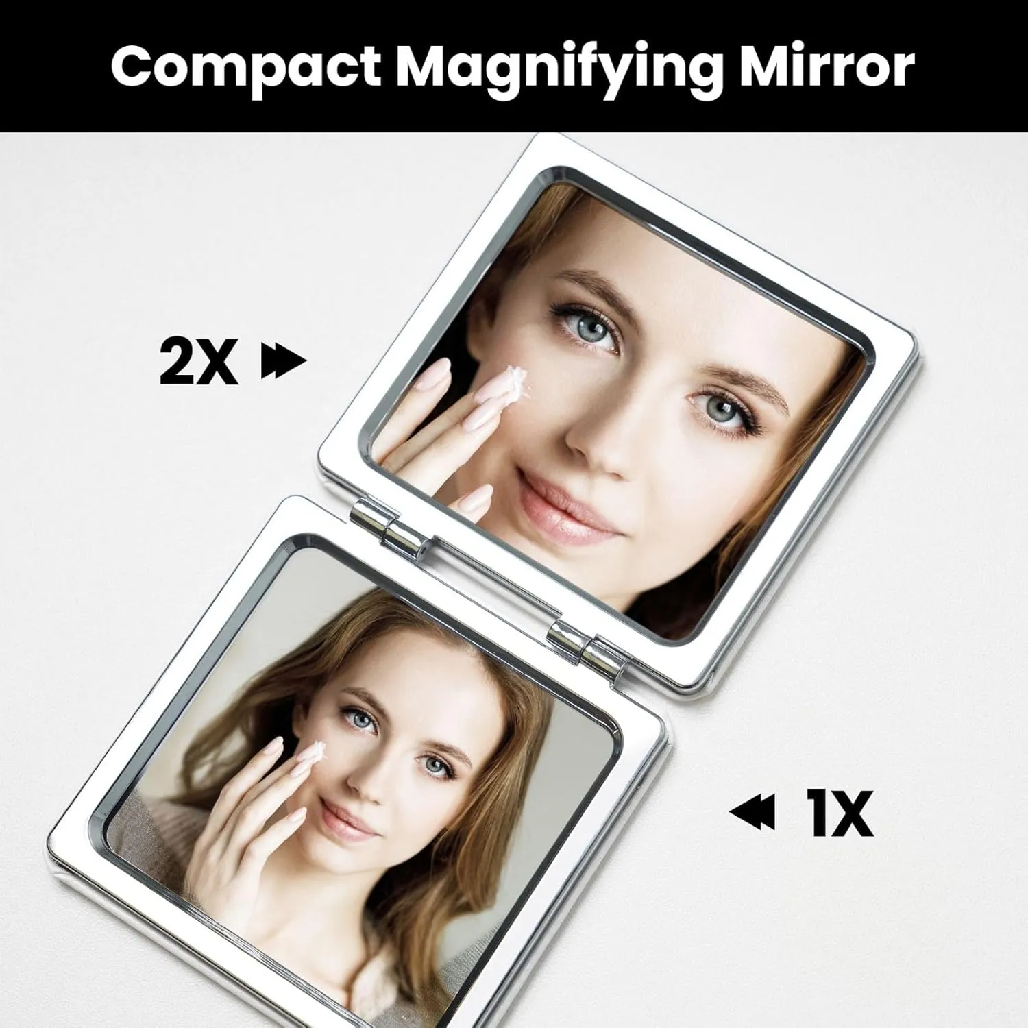 Red Wine Cellar Printed Square Pocket Makeup Mirror with 1X/2X Magnification, Portable Mini Travel Makeup Mirror for Travel Daily Work Beauty