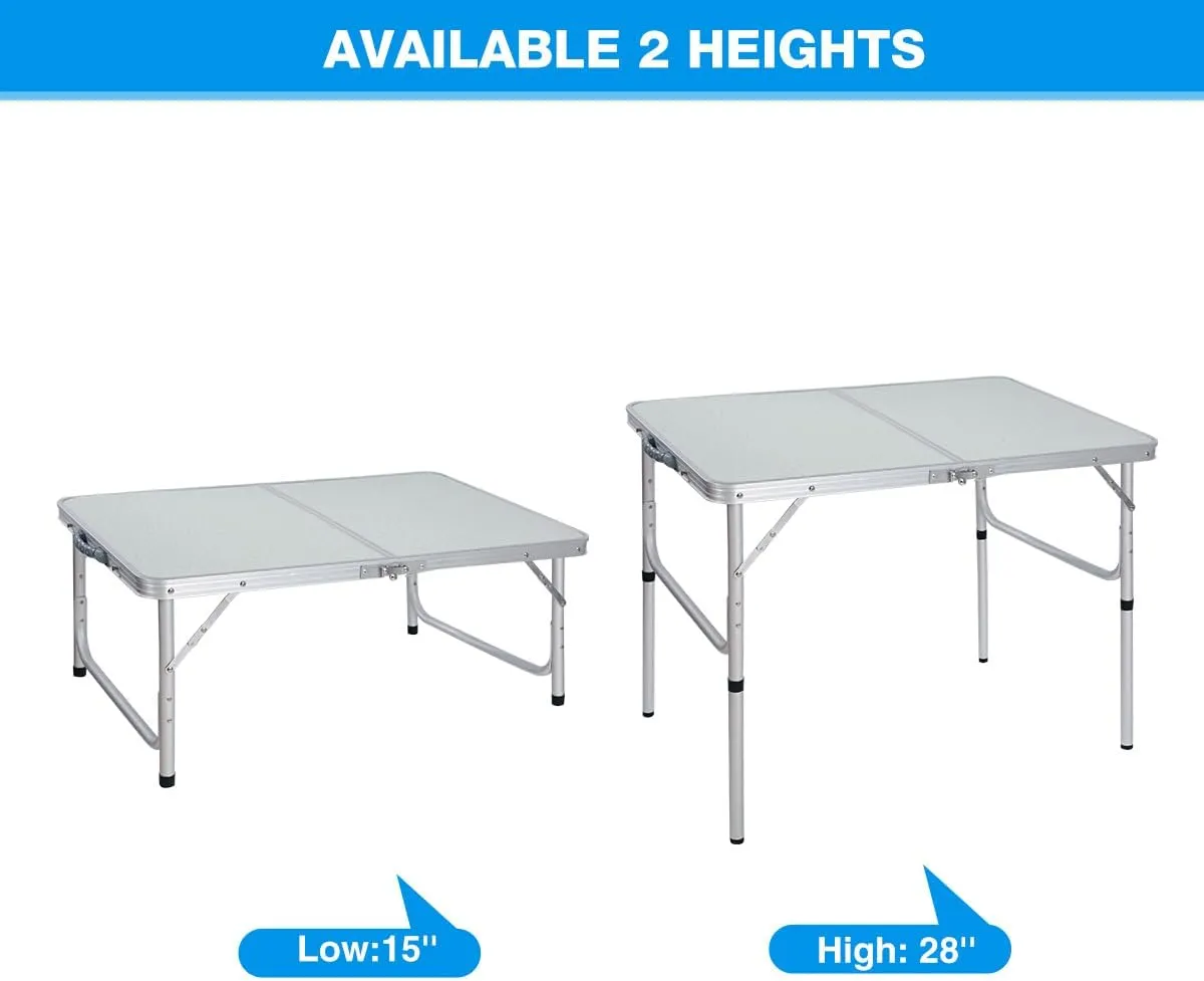REDCAMP Folding Camping Table, 3ft Portable Aluminum Outdoor Folding Table Camp Table Adjustable Height Lightweight for Picnic Cooking Beach