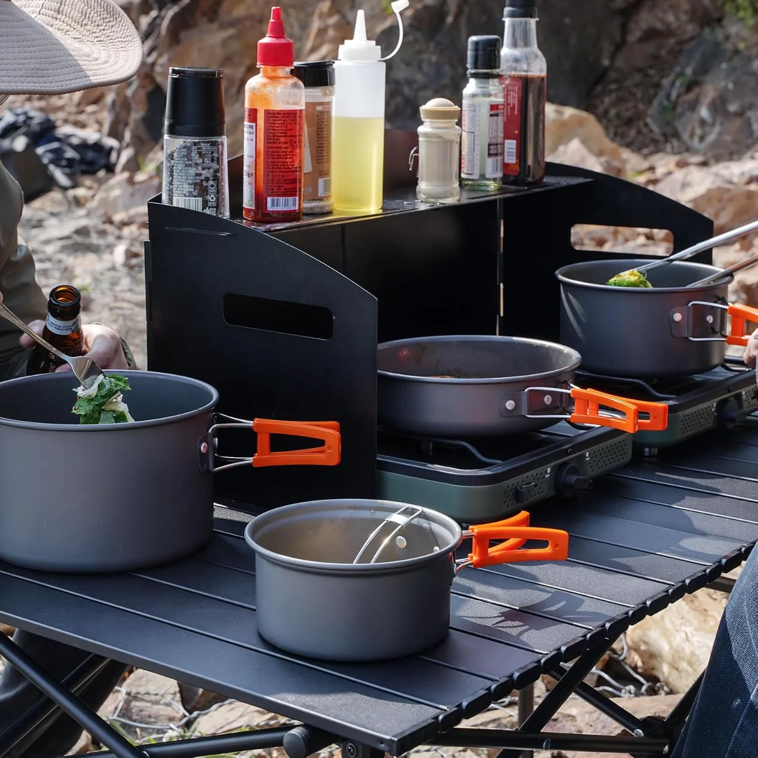 REDCAMP Roll Up Camping Tables That Fold Up, Lightweight Portable Compact Metal Camp Table for Grill Outdoor Picnic, Black Long 36x22
