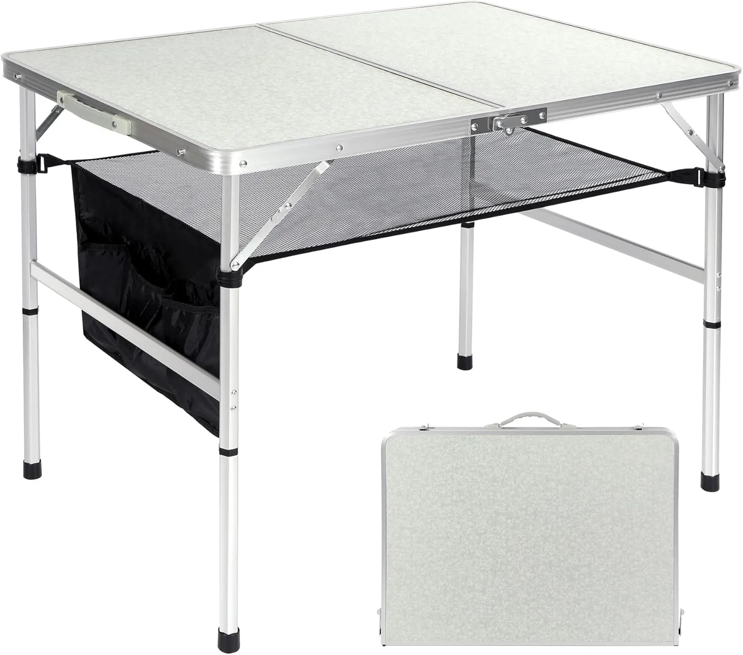 RedSwing Folding Table 3 Feet Adjustable Height, Lightweight and Portable Aluminum Hexagonal Legs Camping Table with Mesh Layer, 36 x 24 x 28 Inches