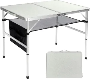 RedSwing Folding Table 3 Feet Adjustable Height, Lightweight and Portable Aluminum Hexagonal Legs Camping Table with Mesh Layer, 36 x 24 x 28 Inches