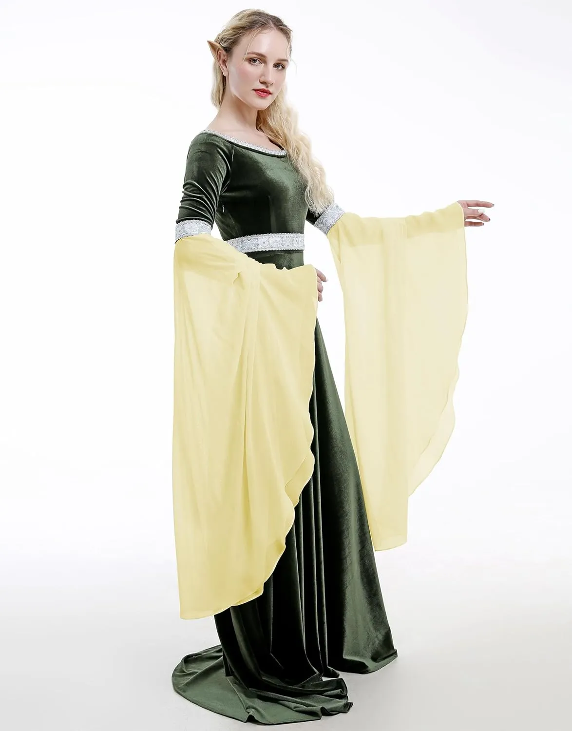 Renaissance Dress Women Retro Velvet Gown Medieval Costume Handmade Fantasy Medieval Dress