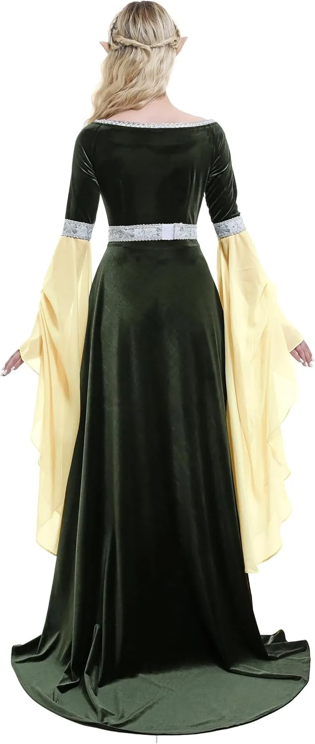 Renaissance Dress Women Retro Velvet Gown Medieval Costume Handmade Fantasy Medieval Dress