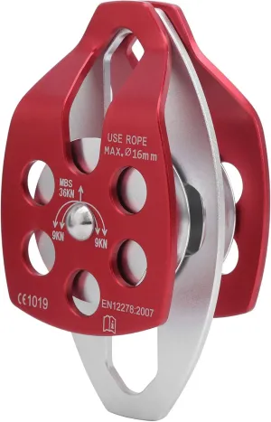 Rescue Pulley Outdoor Survival Sideplate Double Sheave Aluminum Pulley Climbing Mountaineering Accessory
