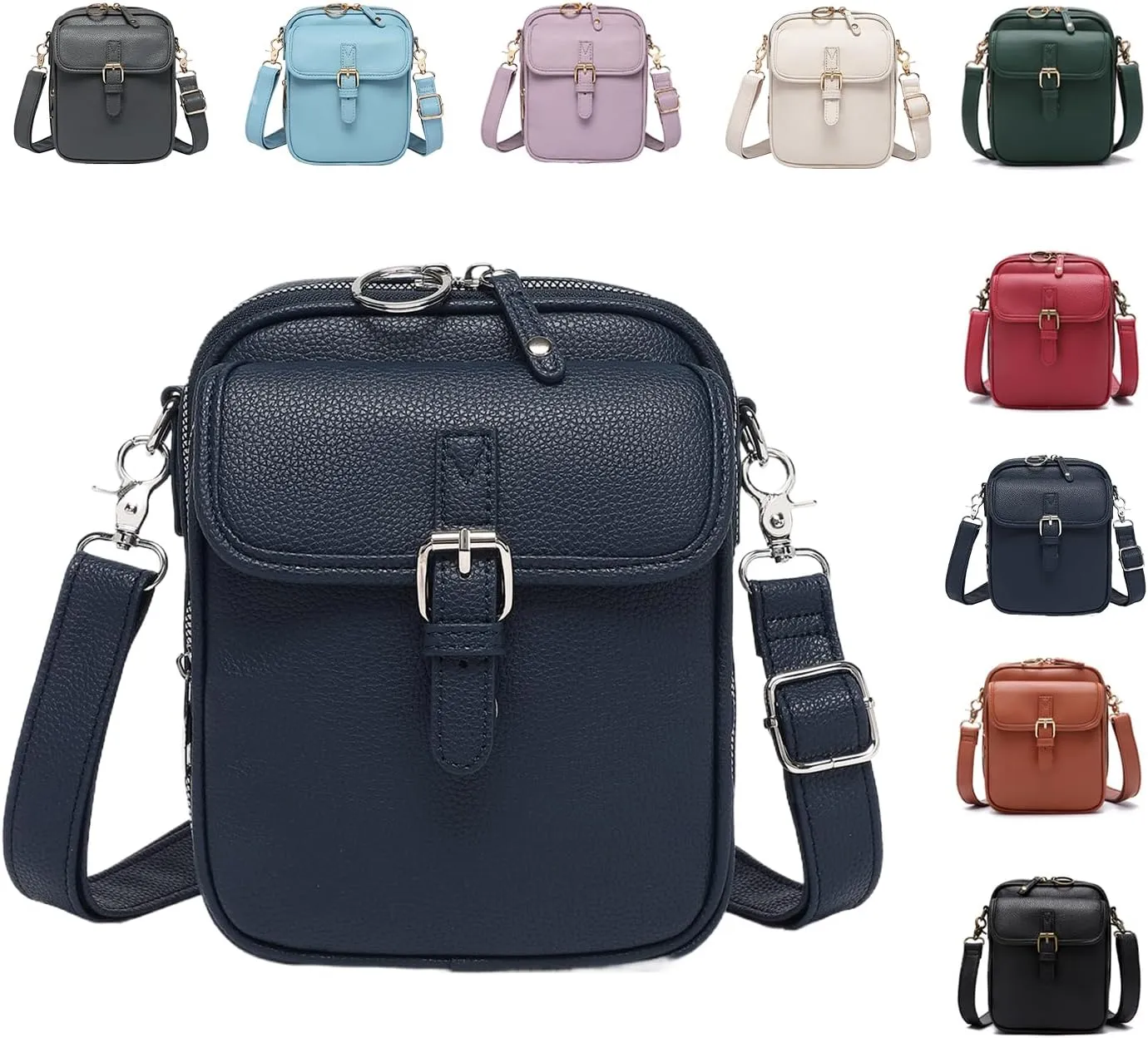 Retro Double Layer Large Capacity Mini Messenger Bag Lightweight Mobile Phone Wallet Money Clip Shoulder Bag with Card Slot