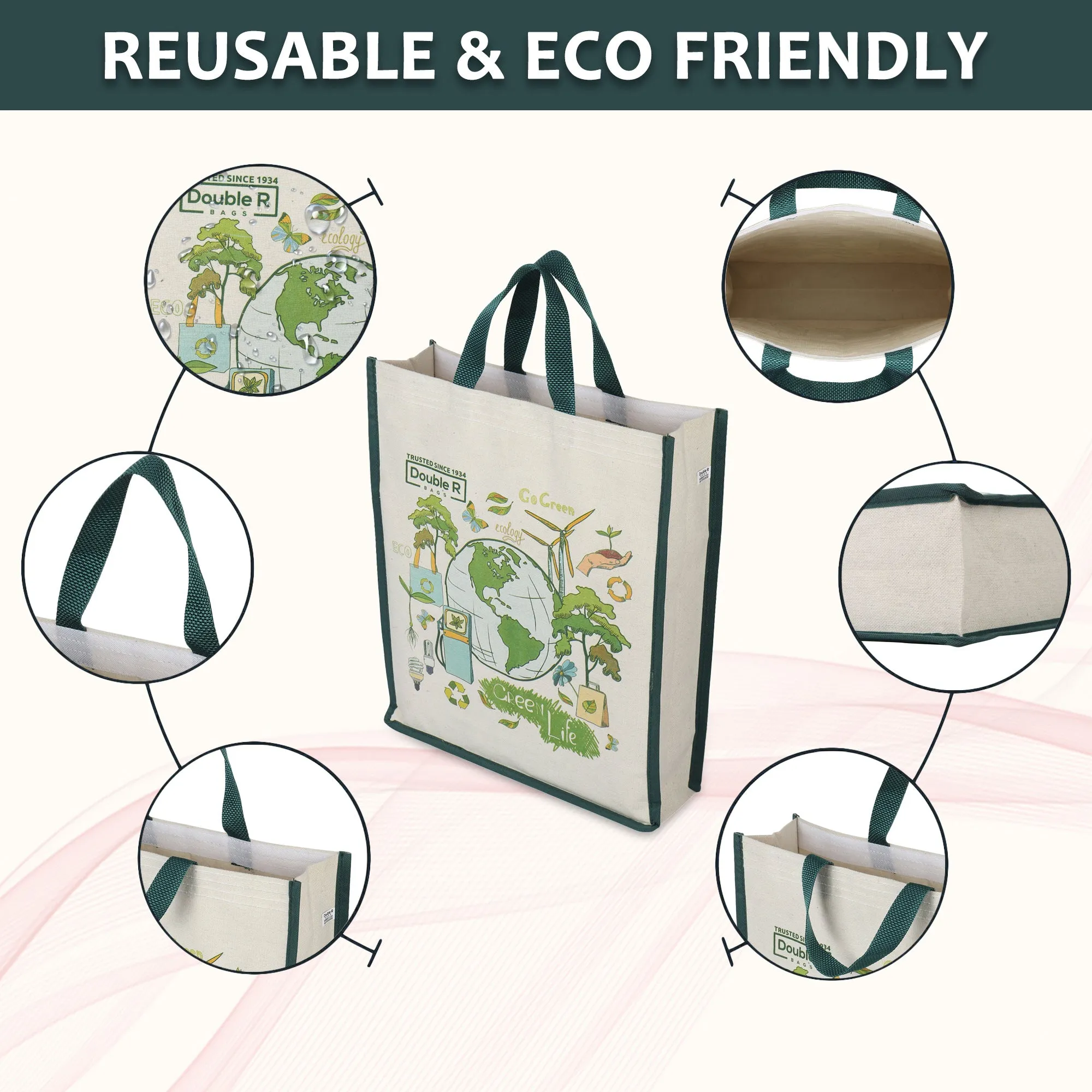 Reusable Shopping Cotton Canvas Bags Kitchen Essentials Grocery Vegetable Bag