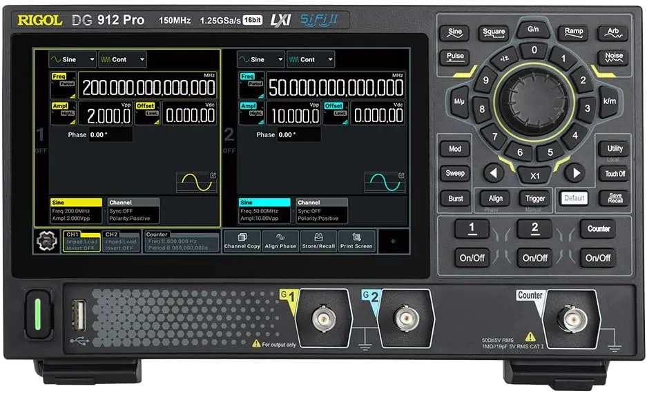 RIGOL DG912 Pro Waveform Generator, 150 MHz, 2CH, 16 Bit,1.25GSa/s