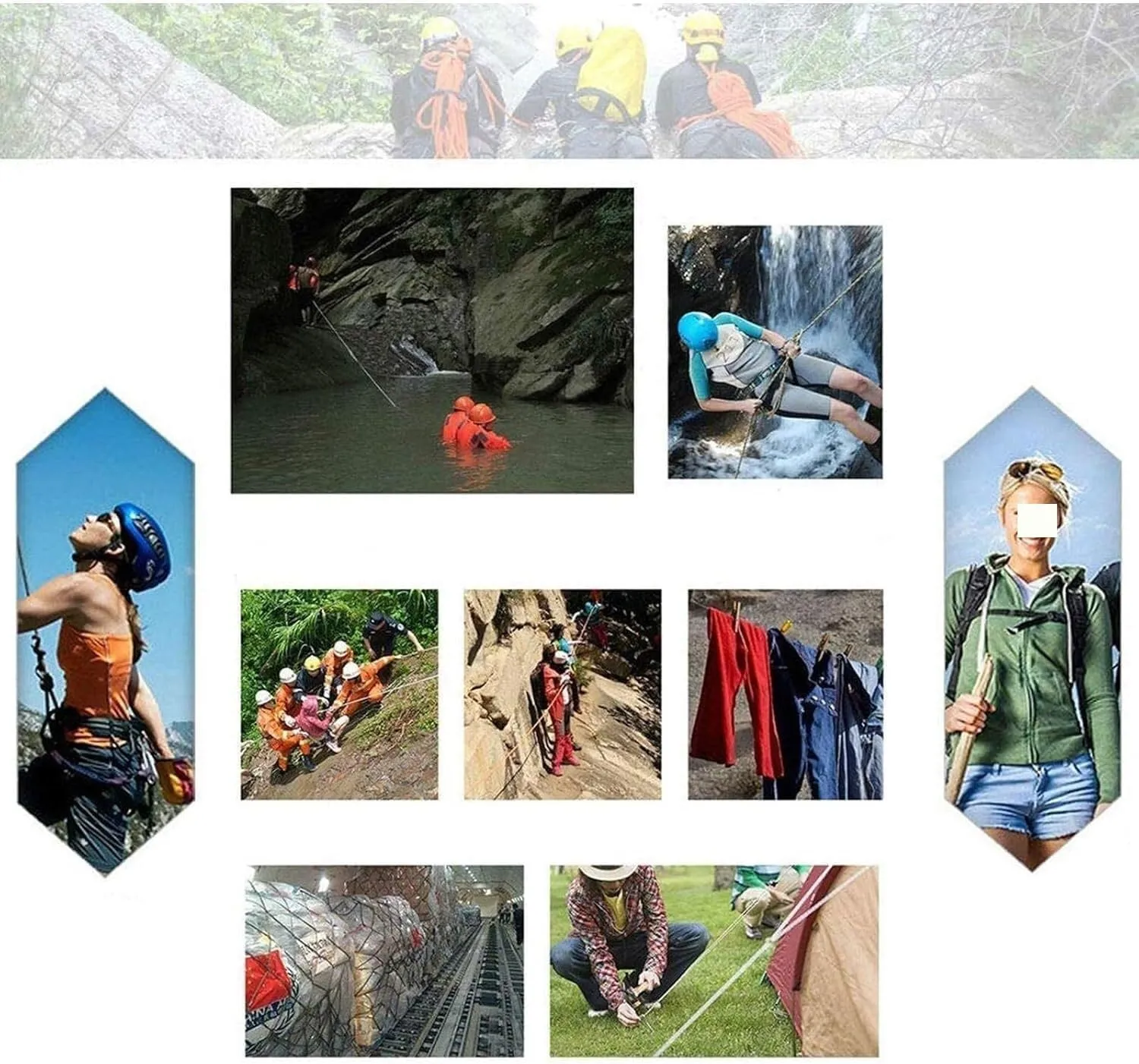 Rock Climbing Rope, Outdoor Climbing Rope Static Rock Climbing Rope for Hiking Mountaineering Training Rescue Fire Escape (Black)