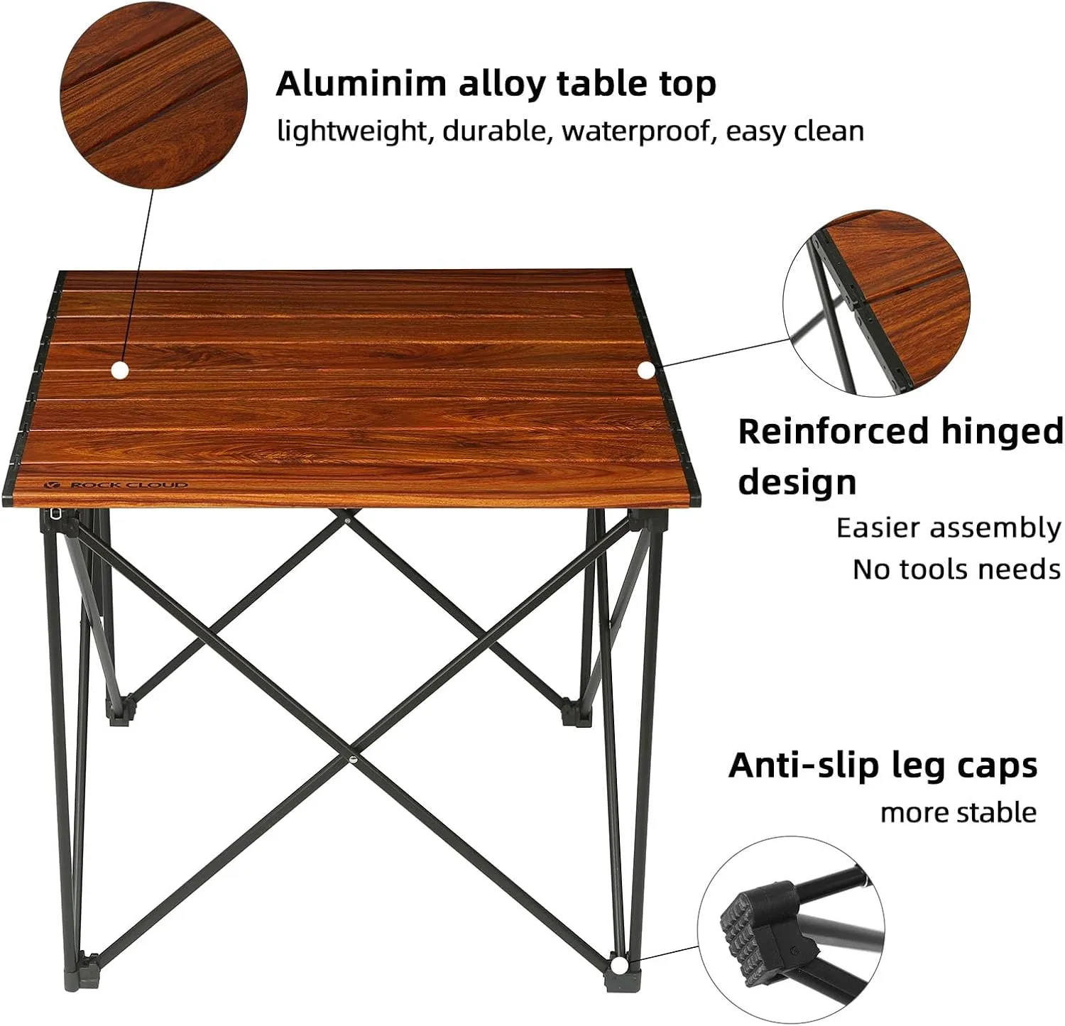 ROCK CLOUD Portable Camping Table Ultralight Aluminum Camp Table Folding Compact Beach Table for Camping Hiking Backpacking Outdoor Picnic, Reinforced Frame Medium