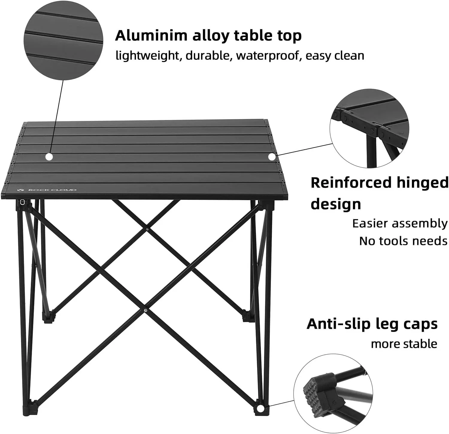 ROCK CLOUD Portable Camping Table Ultralight Aluminum Camp Table Folding Compact Beach Table for Camping Hiking Backpacking Outdoor Picnic(Reinforced Frame-Medium)