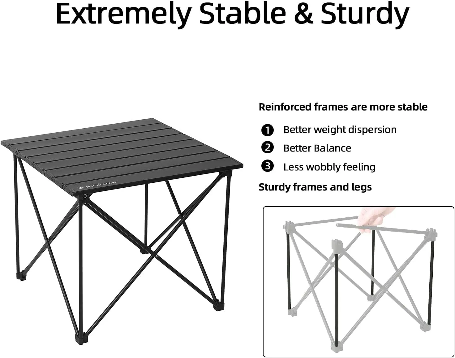 ROCK CLOUD Portable Camping Table Ultralight Aluminum Camp Table Folding Compact Beach Table for Camping Hiking Backpacking Outdoor Picnic(Reinforced Frame-Medium)