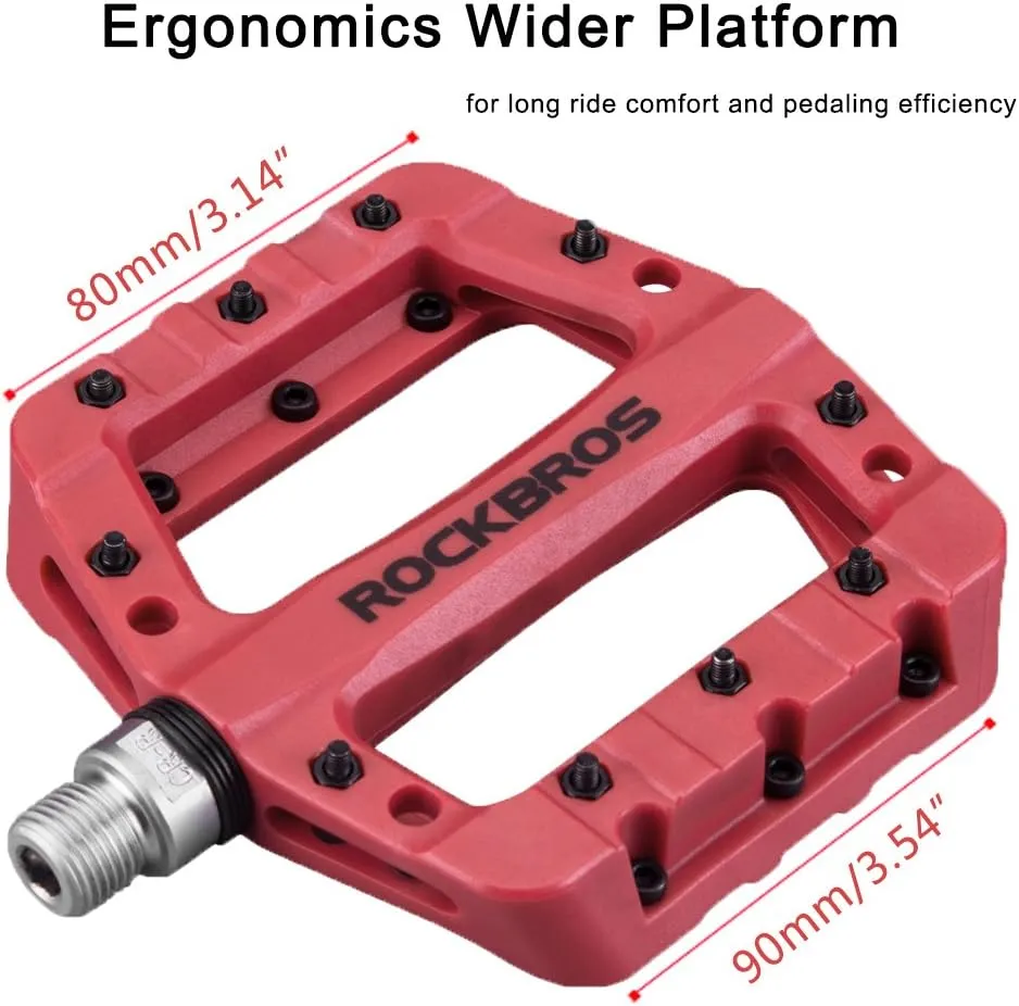 ROCKBROS MTB Pedals Mountain Bike Pedals Lightweight Nylon Fiber Bicycle Platform Pedals for BMX MTB 9/16"