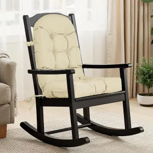 Rocking Chair Cushion Outdoor/Indoor 44x19 Inch, Waterproof Thick High Back Patio Chair Cushions, 3 Non-Slip Designs of Tufted Rocking Chair Pads, Cream