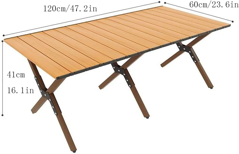 Roll-Up Table with Carrying Bag Lightweight Stable Folding Table Ideal for Camping Beach Parties and More